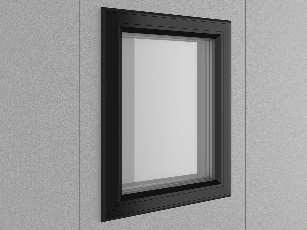 Для повышения освещенности помещения возможна установка окон. Размеры окна в свету составляют 263 × 363 мм. Рамка окна со специальным уплотнением обеспечивает плотное прилегание к полотну ворот, что защищает от теплопотерь. Окантовка черного цвета сочетается с фурнитурой ворот.